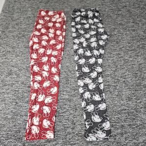 LuLaRoe Mickey Mouse Leggings Women's Tall & Curvy 1X 2X Red White Black Bundle
